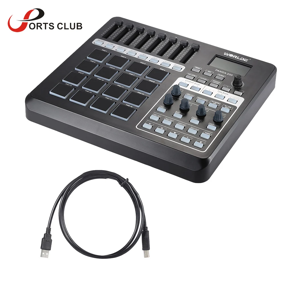 Worlde PANDA200 портативный MIDI контроллер USB Pad 16 барабанные колодки с кабелем | Спорт и
