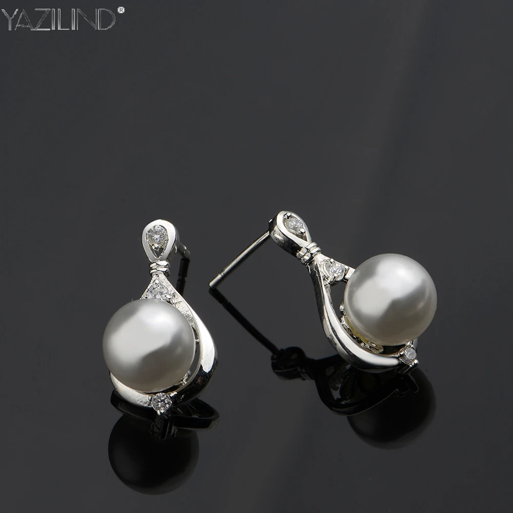 Yazilind модные элегантные Серьги с жемчугом Jewelry Femme Серьги-гвоздики для Для женщин |