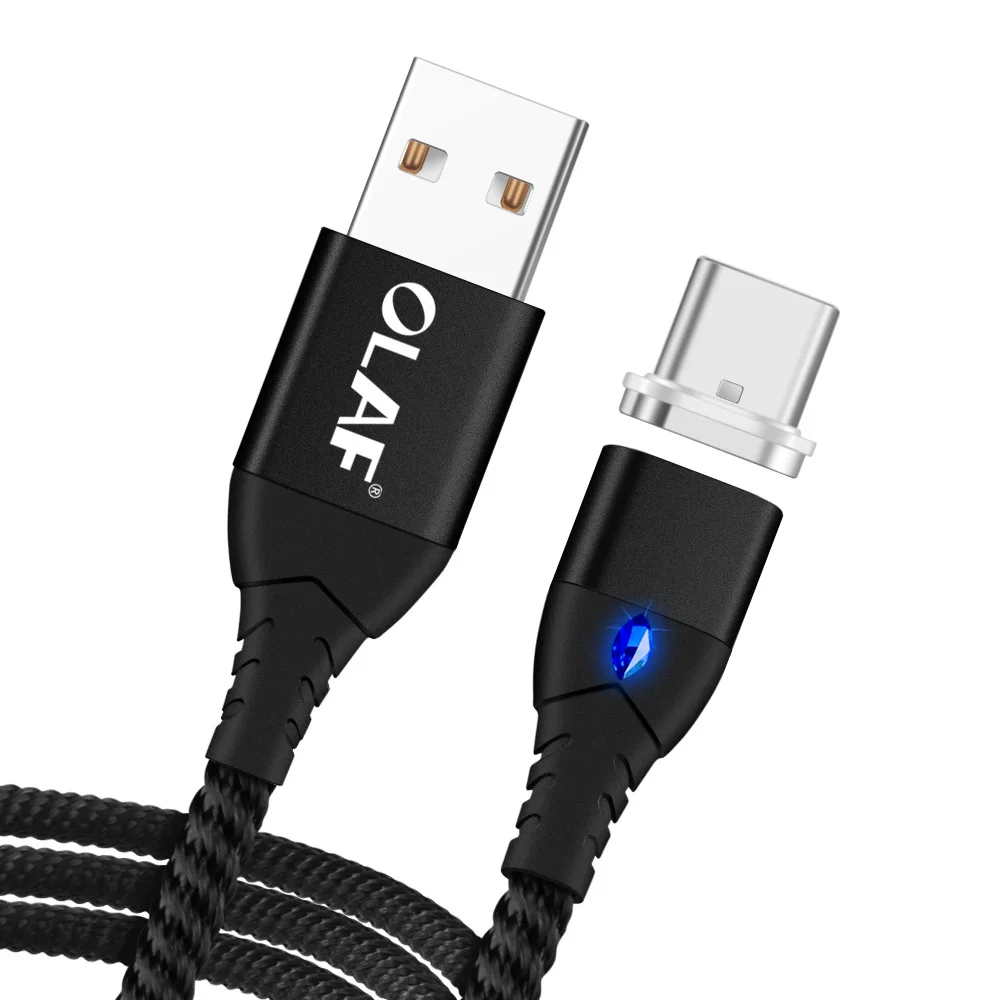 OLAF 3A светодиодный магнитный кабель usb type C для samsung Galaxy S9 S8 A5 кабель передачи данных для быстрой зарядки для huawei P20 Pro Xiaomi Mi8