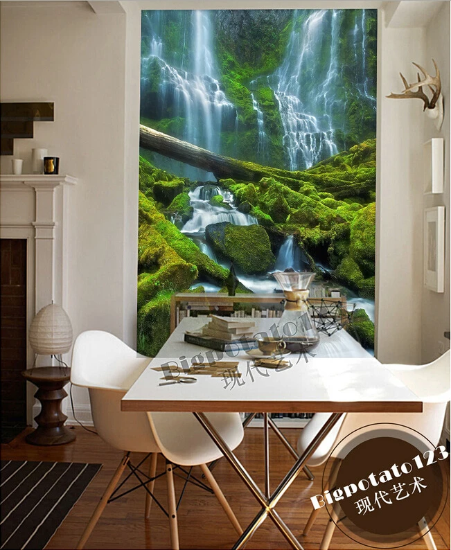 Большие настенные 3D обои на заказ красивая и свежая фотография пейзажа водопада