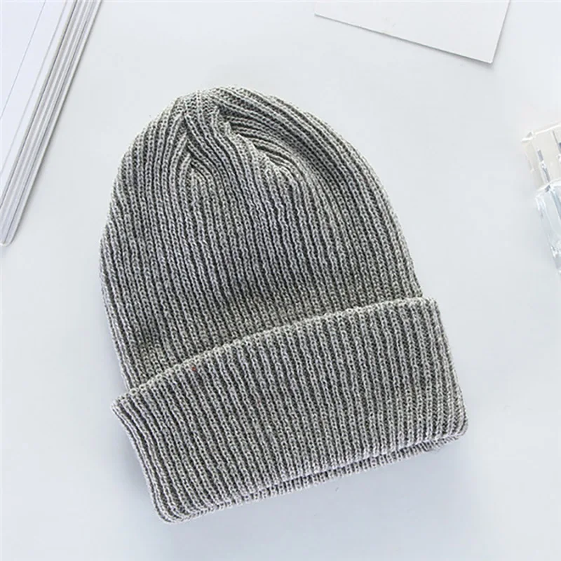 Light gray Geebro Новая мужская и женская модная вязаная мешковатая Шапка-бини оверсайз Зимняя Шапка Лыжная зимняя вязаная шапочка Женская однотонная шапка Skullies - Цвет: Light gray