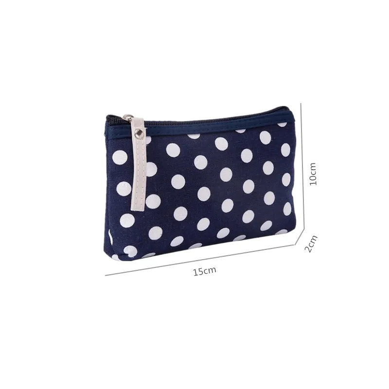 Canvas Cosmetic Bag for Women Dot Zipper Change Storage Organizer Female Card Package Key Bag Mobile Phone Bag Simple Makeup Bag