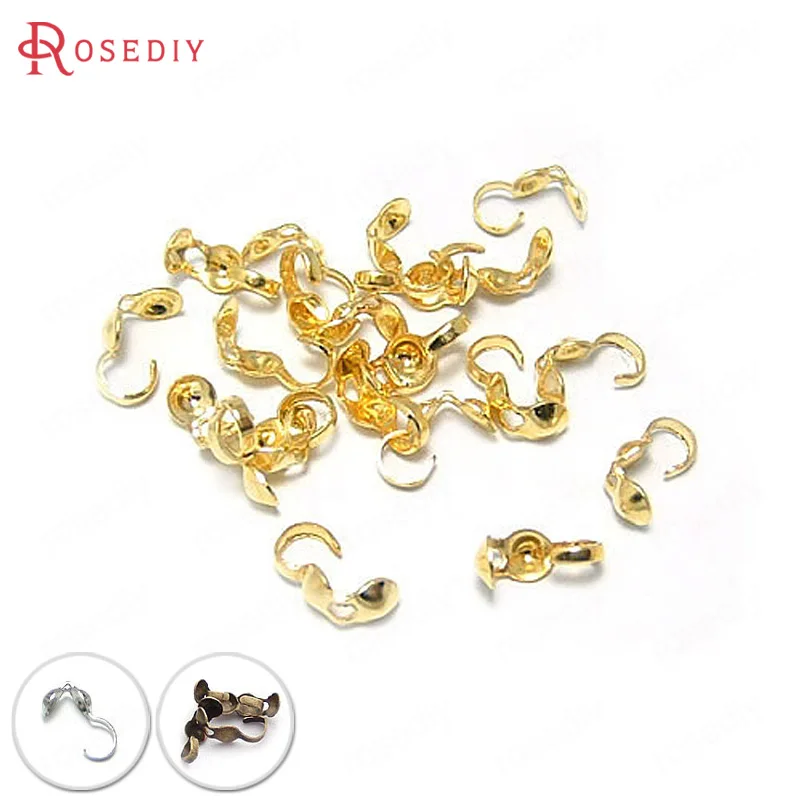 Металлические обжимные колпачки золотого цвета 100 шт. зажимы для проводов и ниток