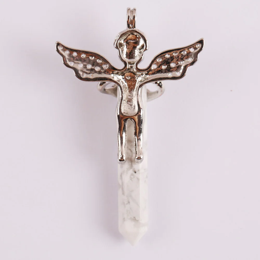 Белый камень Howlite бусина драгоценный подвеска Счастливый Ангел ювелирные