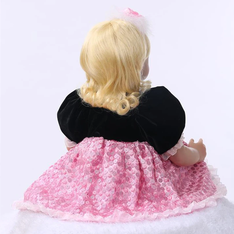 Силиконовые куклы-младенцы с изогнутыми волосами 60 см новинка 2017