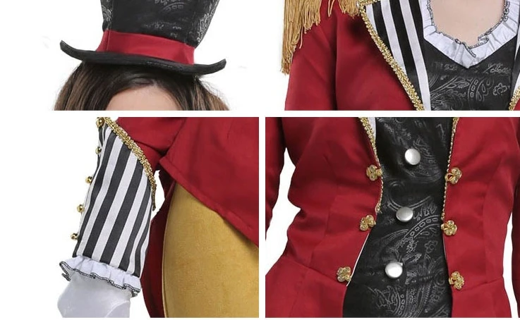 

IREK New Halloween Costume Adult Children's Circus Animal Trainer Cosplay Costume Set Hat+Vest+jacket+pants