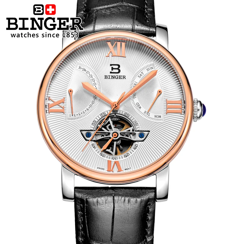 Швейцарские мужские часы Tourbillion автоматические механические бингера люксовый