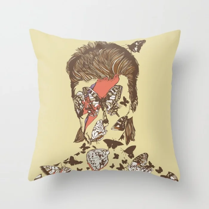 Мягкая глянцевая наволочка с изображением Дэвида Боуи 33 см x (две стороны)|pillowcase