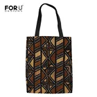 Женские холщовые сумки-тоуты FORUDESIGNS, многоразовая продуктовая сумка для покупок, экологически чистая Складная женская сумка в южноафриканском ретро-стиле с узором
