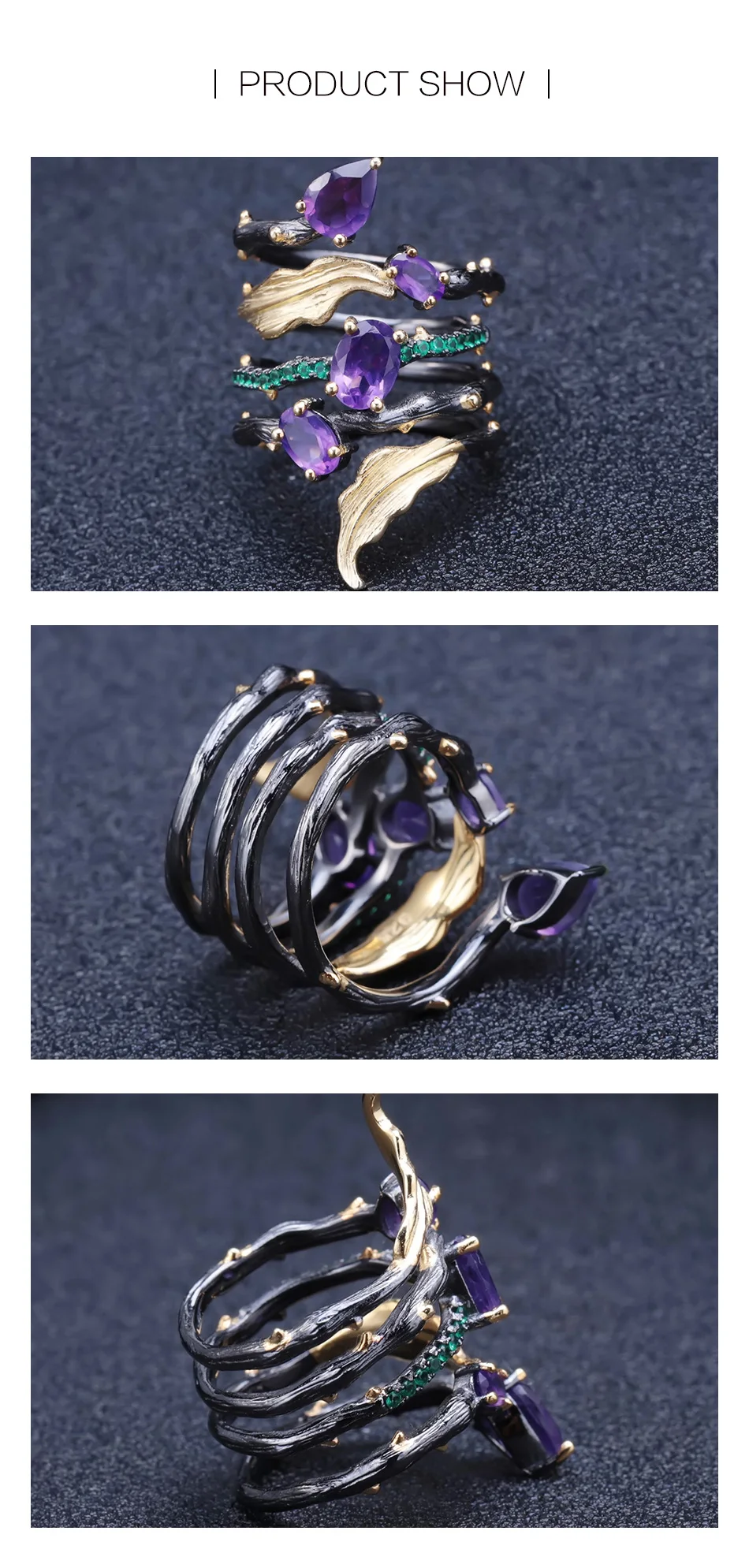 GEM'S BALLET 2.26Ct натуральный аметистовый драгоченный камень кольцо на палец 925 пробы Серебряное Винтажное кольцо кольца для женщин вечерние ювелирные изделия