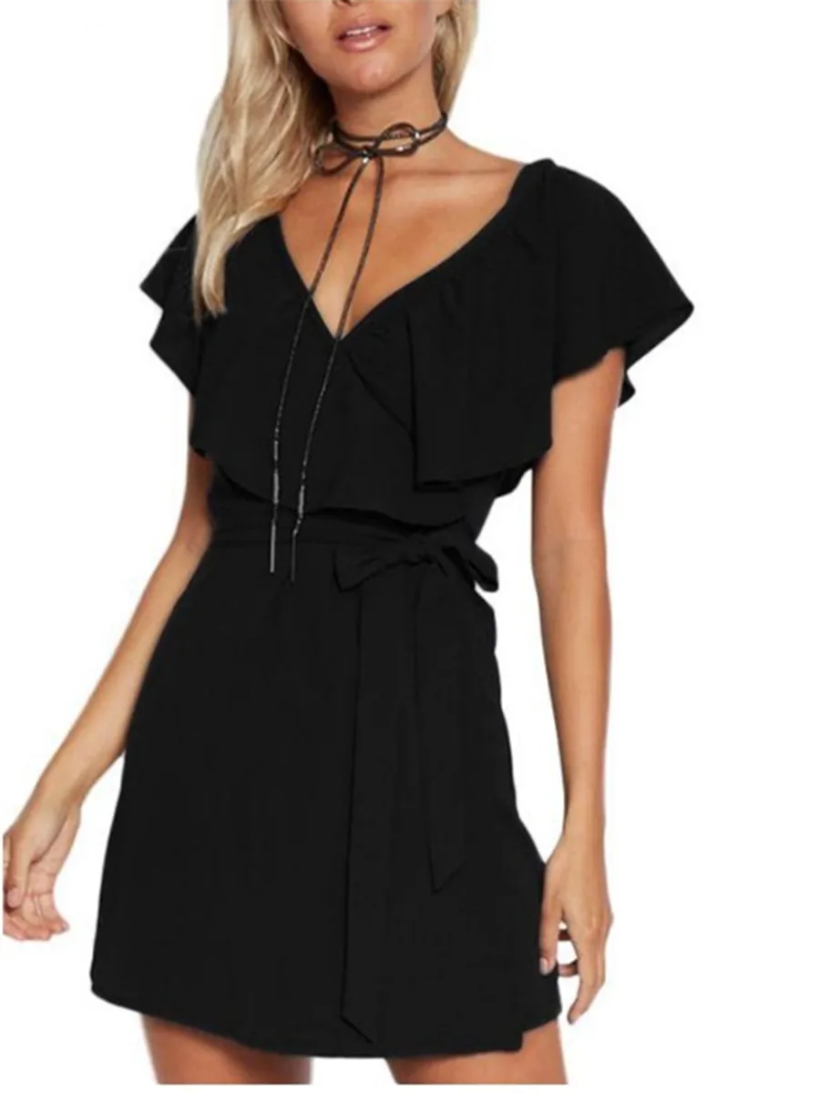 2019 New Spring Summer Women Sexy V-Neck Sleeveless Dress Casual Elegant High Waist Party Beach Female Vestidos | Женская одежда