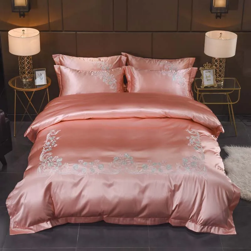4 Жаккардовый Шелковый хлопок роскошный комплект постельного белья King size queen постельный комплект кружевной Пододеяльник Простыня наволочка белое постельное белье подарок - Цвет: 4