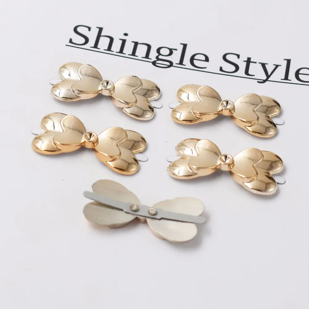 36*19*3mm 20pcs TOP Quality Lowest Price Rose Gold plastic Bowknot DIY Buckles Charm Accessories On Bag/Shoes Foot Back Fixed | Украшения и