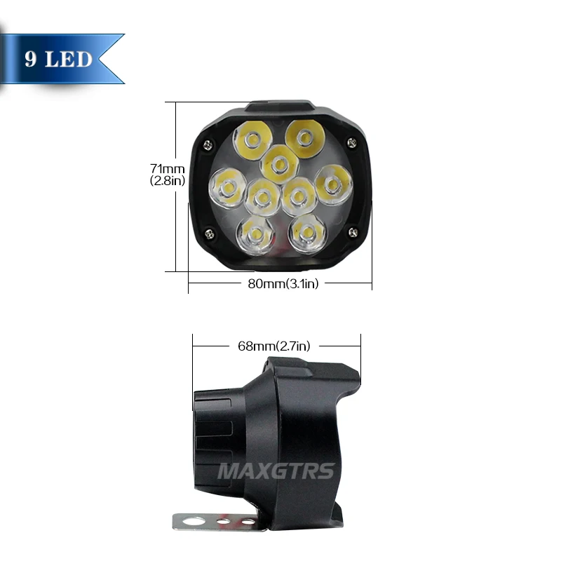 9 LED Maxgtrs мотоцикл светодиодные фары Лампа 15 Вт 1500Lm Скутеры туман Spotlight 6500 К Белый DRL мотоцикл Рабочая пятно света 9-85 В - Цвет: 9 LED