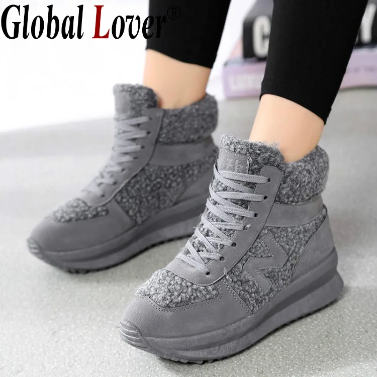 Глобальный Любовник 2016 Теплые Зимние Сапоги Круглый Носок Квартиры Симпатичные