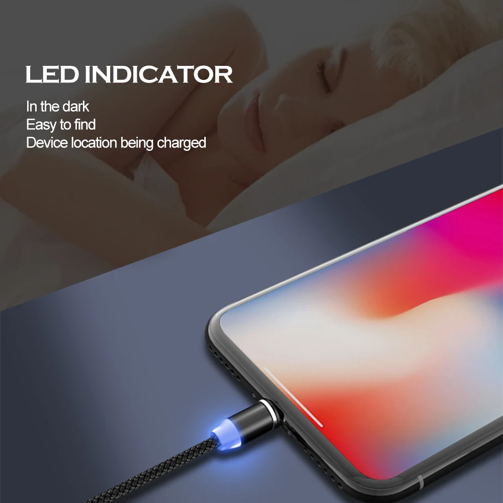 Магнитный usb-кабель для быстрой зарядки USB type C, магнитный светодиодный кабель для зарядки 1 м 2 м, кабель Micro usb для мобильного телефона, usb-кабель