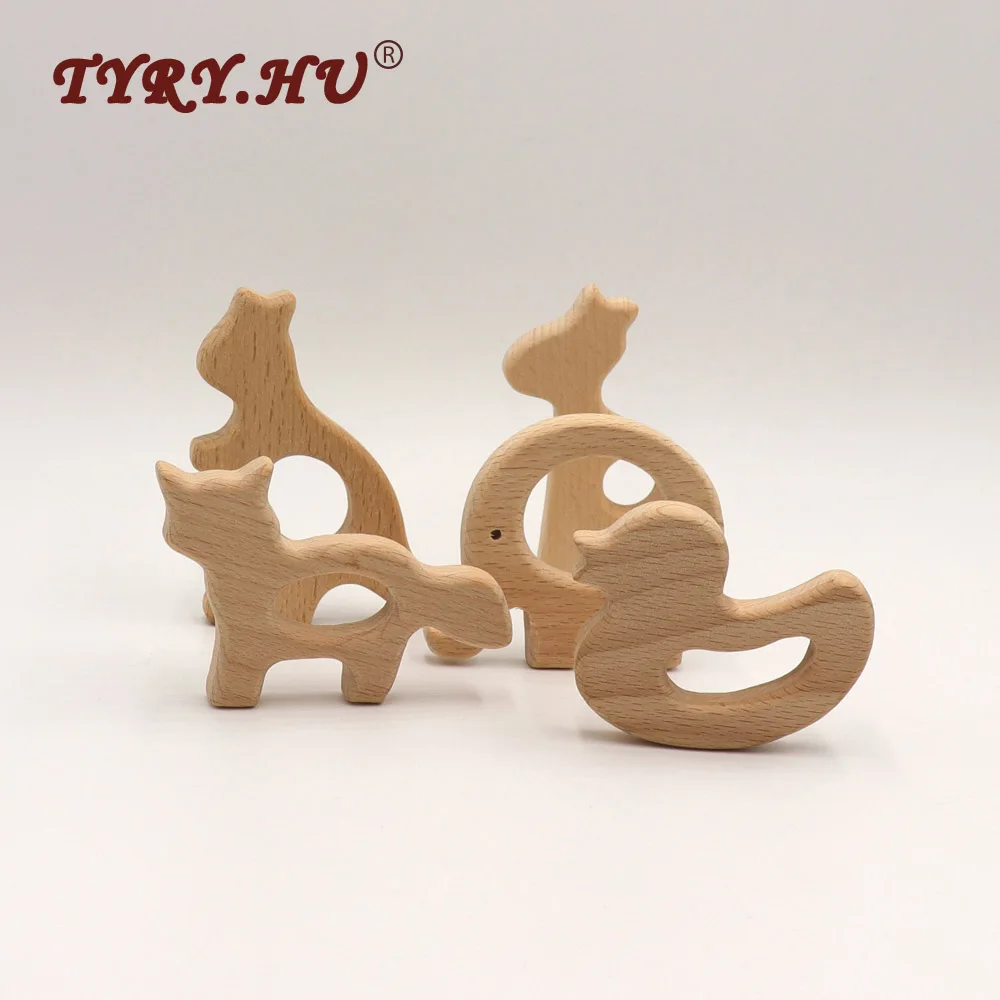 TYRY.HU натуральные бусины из бука в форме животных 10 шт. безопасная и детская