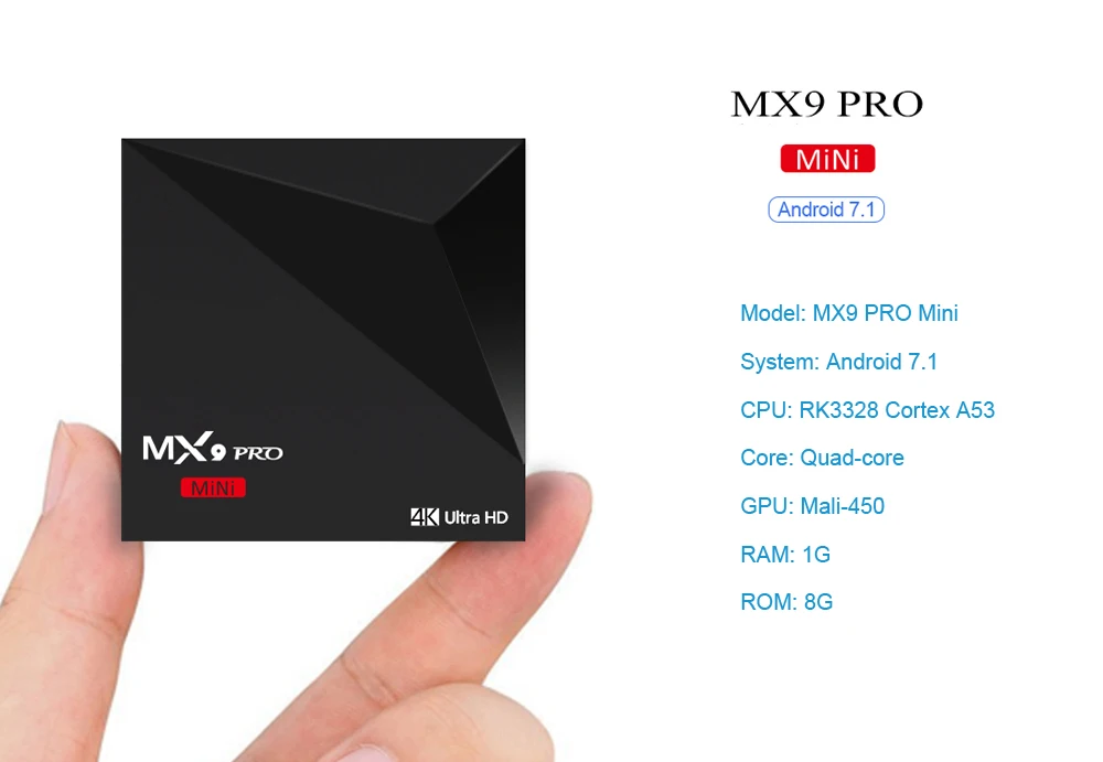 MX9 PRO Mini Android 7 1 ТВ приставка с четырехъядерным процессором RK3328 Cortex A53 4K Ultra HD Гб + 8