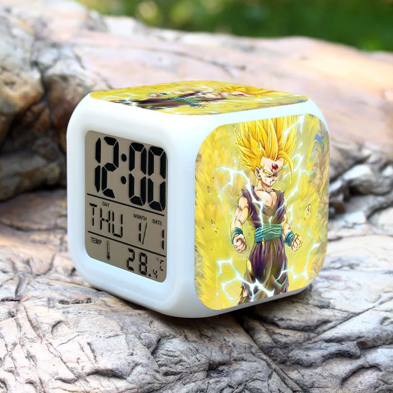 3d анимация DRAGON BALL будильники, светящийся светодиодный цвет изменить будильники Дети Многофункциональные игрушки Цифровые будильники - Цвет: Серый