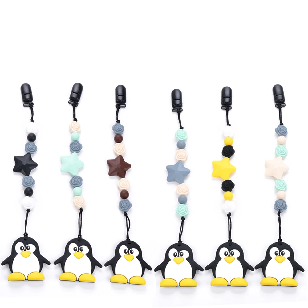 Силиконовый держатель для зубов в виде пингвина|pacifier holder|pacifier clipspacifier clip baby |