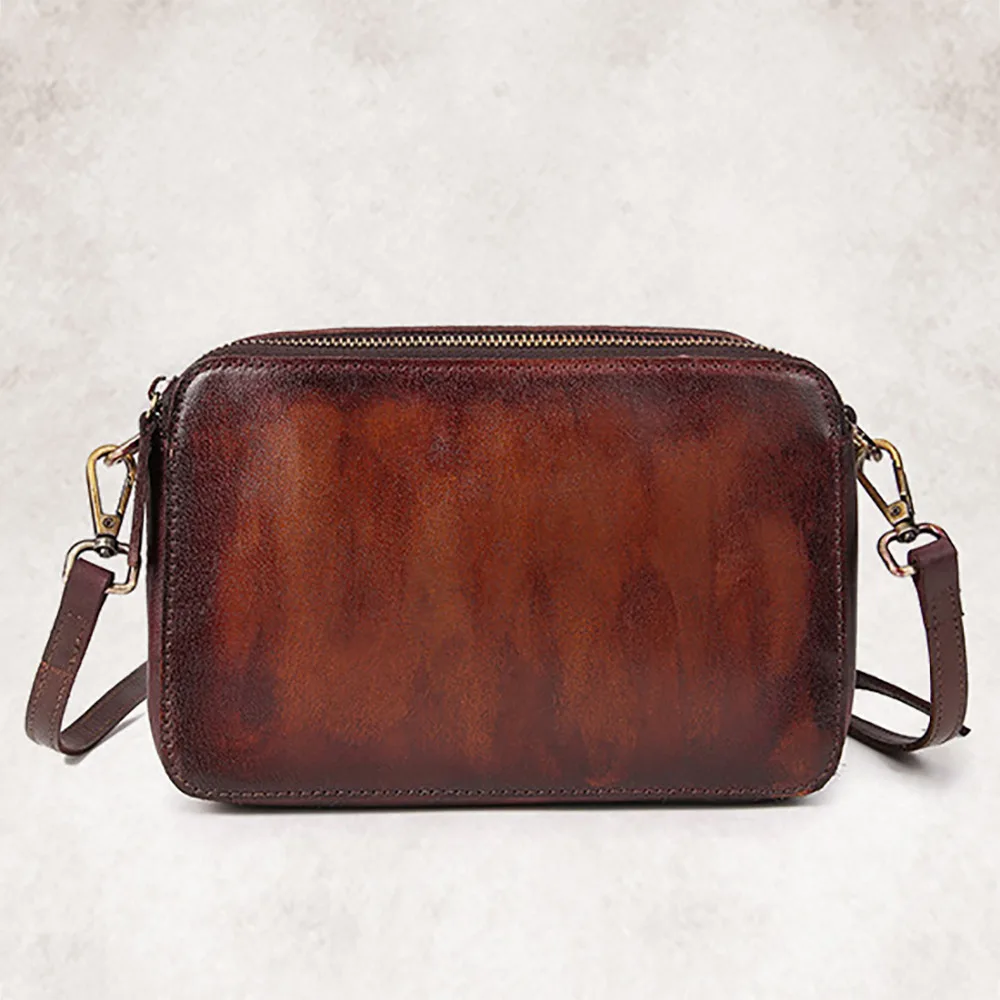 2017 Женская сумка мессенджер из натуральной кожи винтажная маленькая квадратная