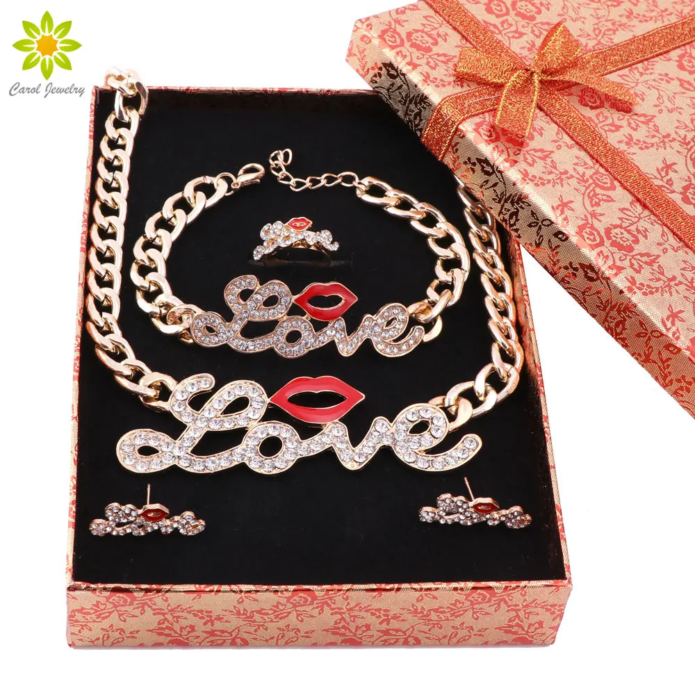 Женские аксессуары ювелирный набор милые красные губы любовь большая буква
