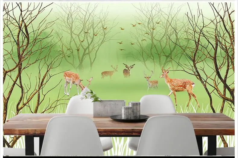 3D wallpaper custom 3d wall murals TV setting Pure and fresh rural aesthetic elk background | Обустройство дома