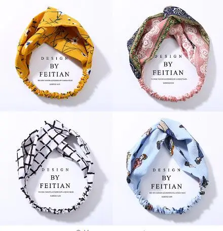 

4pcs Fashion Plaid Knot Headband Turban Elastic Hairband Head Wrap Hair Accessories for Women Girls Striped Headwear Accessories