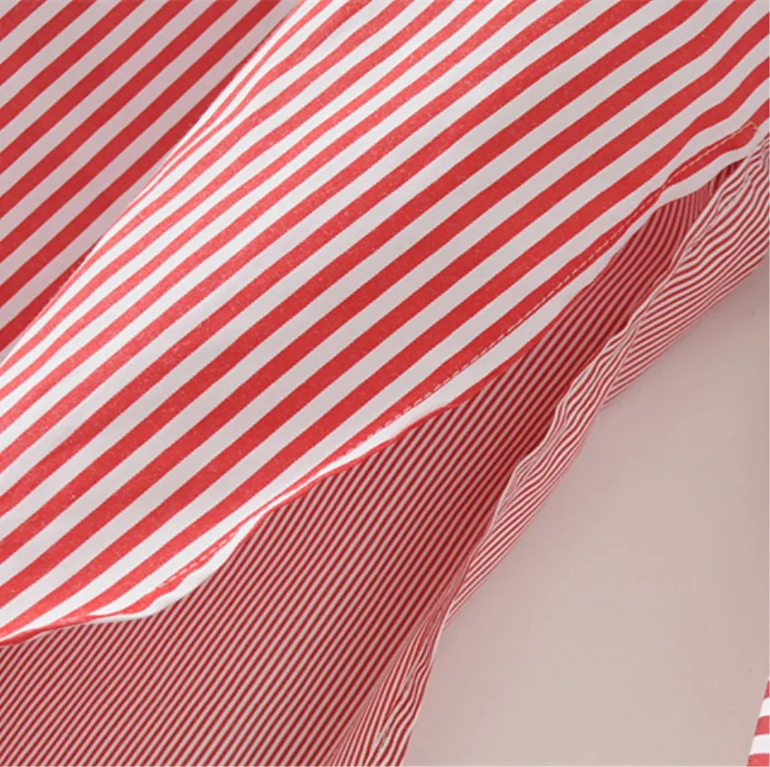 Женская Асимметричная Лоскутная Высокая Низкая полосатая блузка рубашка с