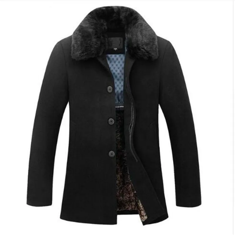 Мужской утолщенный тренчкот 2019 зимнее мужское шерстяное пальто облегающий с