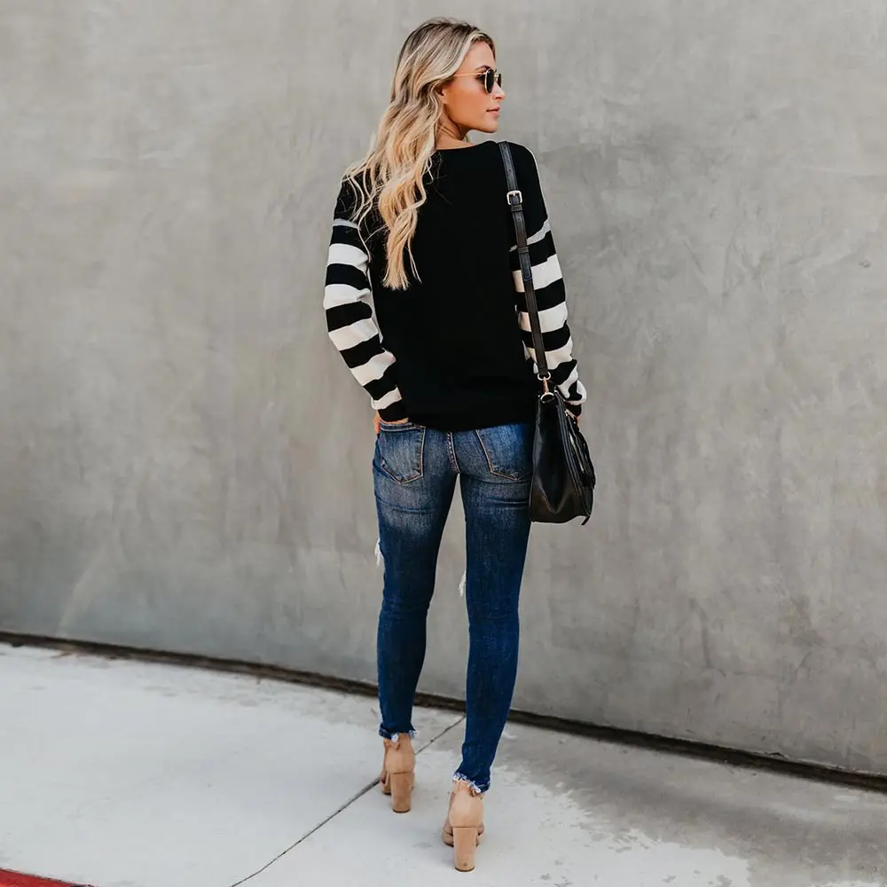 

WildPinky 2020 Autumn Fashion Striped Cotton T Shirt Women Casual Long Sleeve T-Shirt Woman Tshirt Tops Loose Tee Tshirt Femme