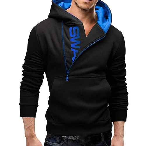 Мужской модный зимний свитшот на молнии с капюшоном повседневный топ длинными