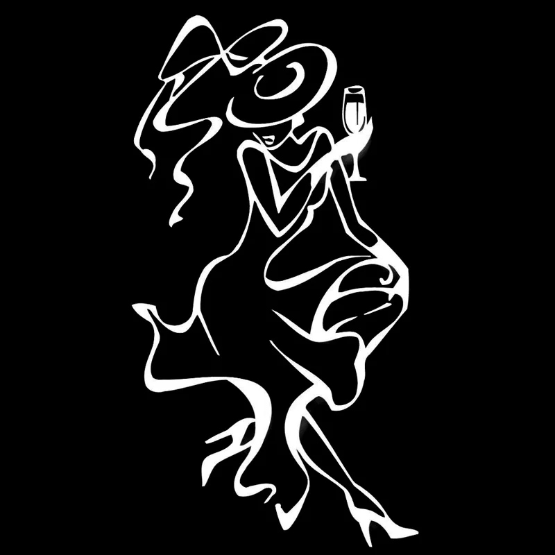 

9.4cm*17.3cm Beautiful Sexy Woman Vinyl Car-Styling Stickers Black/Silver S3-6096