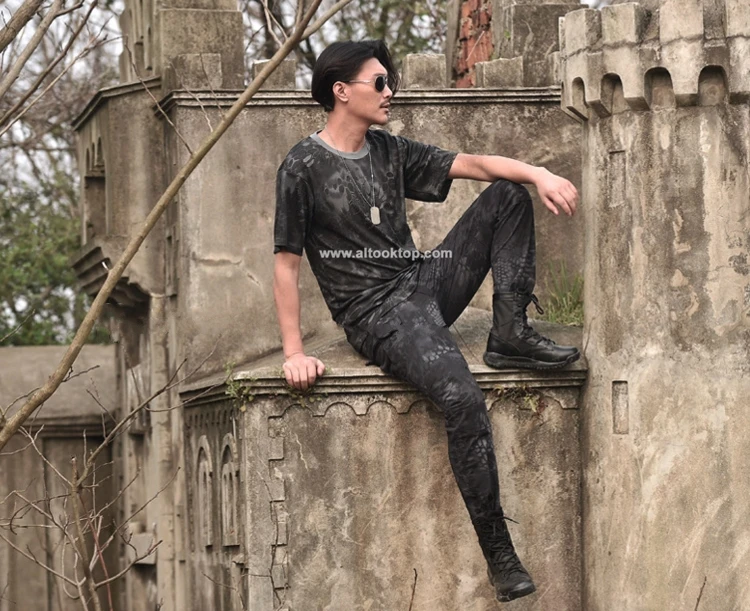 Для мужчин военные Комба Футболка камуфляж армии с коротким рукавом Quick Dry Tee