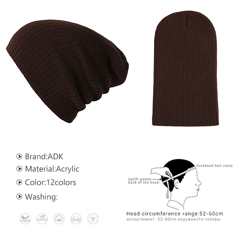 

Autumn Winter Beanie Men Women Hats Beanies Solid Color Warm Stocking Hat For Ladies Striped Knitted Hat