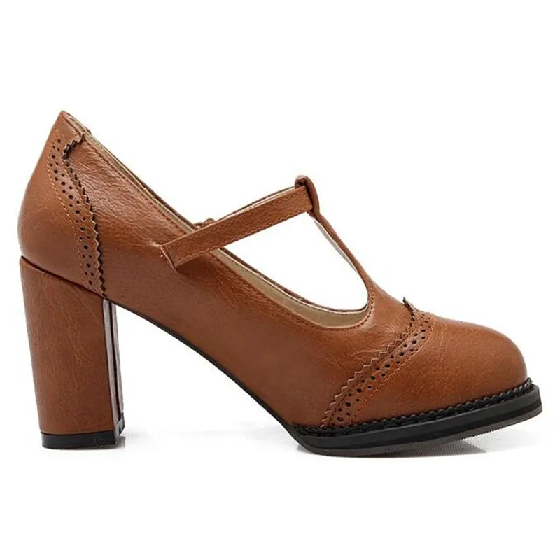 Туфли лодочки MAZIA женские на квадратном массивном каблуке Мэри Джейн Т образный