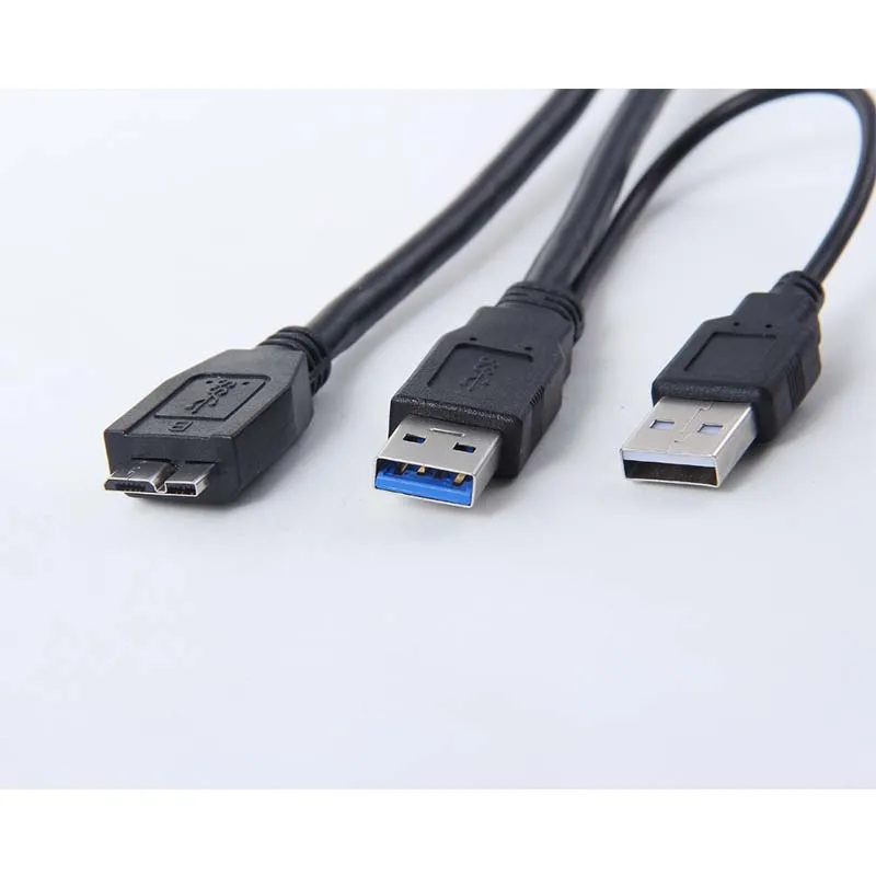 Фото USB 3,0 Y-кабель Micro Type B папа-стандартный тип A Папа + источник питания новый №1