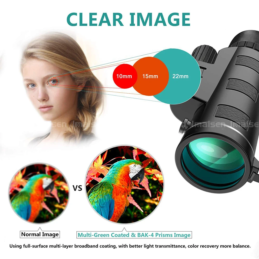 40X60 HD Портативный монокулярный телескоп телеобъектив оптическая призма объектив