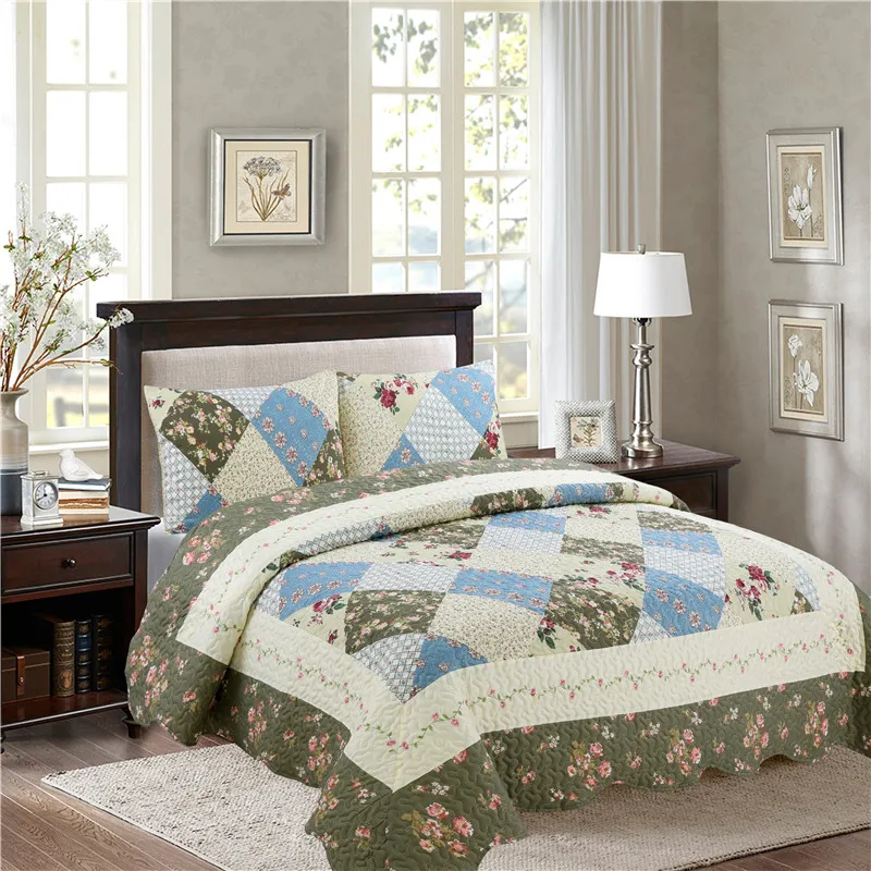 Комплект постельного белья в европейском стиле из 3 предметов с цветочным
