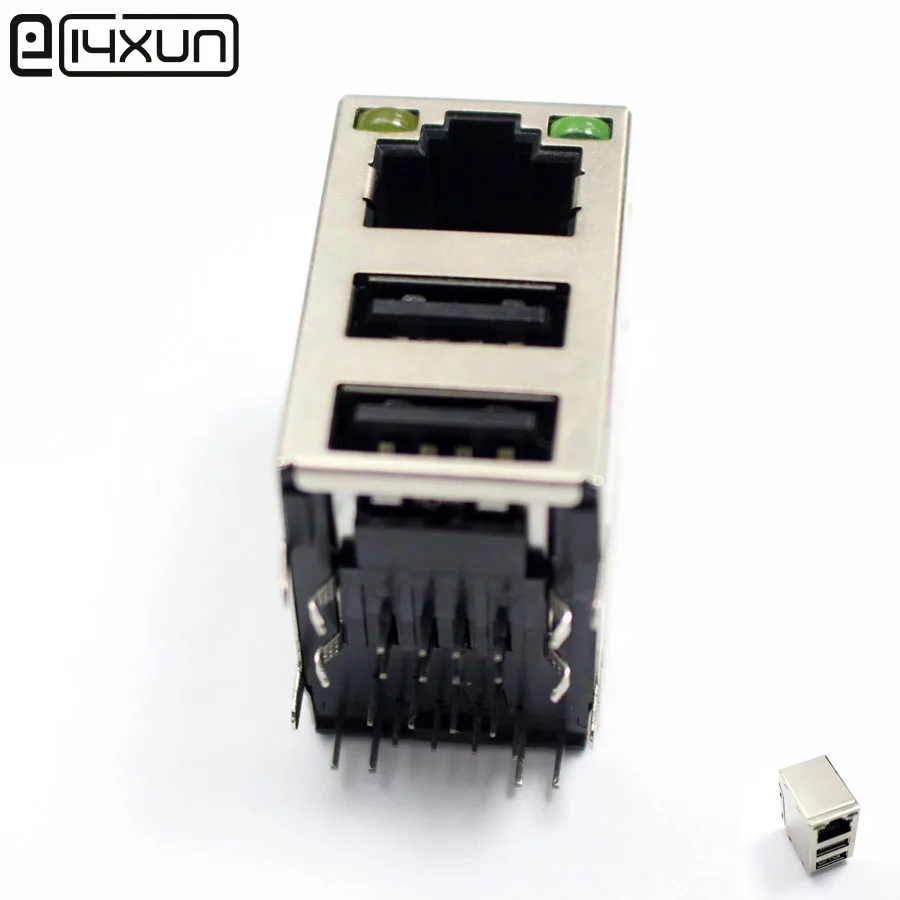 1 шт. USB + RJ45 Ethernet кабель гнездовой разъем с 2 светодиодными разъемами для передачи