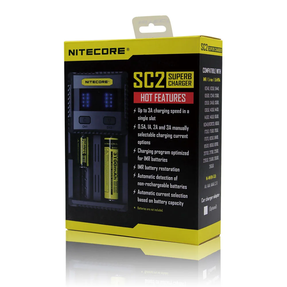 SC2 Nitecore SC4 ЖК-дисплей USB Быстрое интеллектуальное зарядное устройство для Li-Ion IMR LiFePO4 Ni-MH 18650 14450 16340 AA батарея - Цвет: SC2