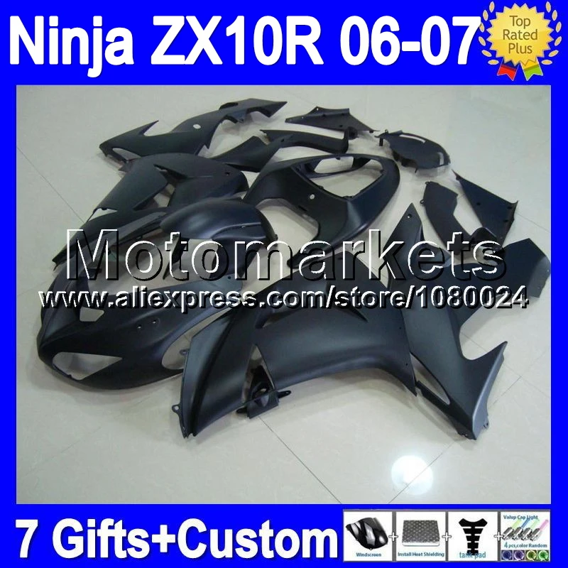 7 подарки для KAWASAKI матовый черный ниндзя ZX10R 06 07 ZX 10R 10 R 20K35 все плоский 2006 2007 зализа