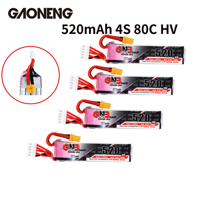 4 шт. Gaoneng GNB 520 мАч 4S 15 2 в 80C/160C HV Lipo батарея с разъемом XT30 для Beta85X Whoop Micro FPV гоночный
