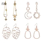 Tocona, винтажное розовое золото, солнце, луна, звезда, лист, ананас, Очаровательное длинное пирсинг, фотоэлемент для женщин, ювелирные изделия