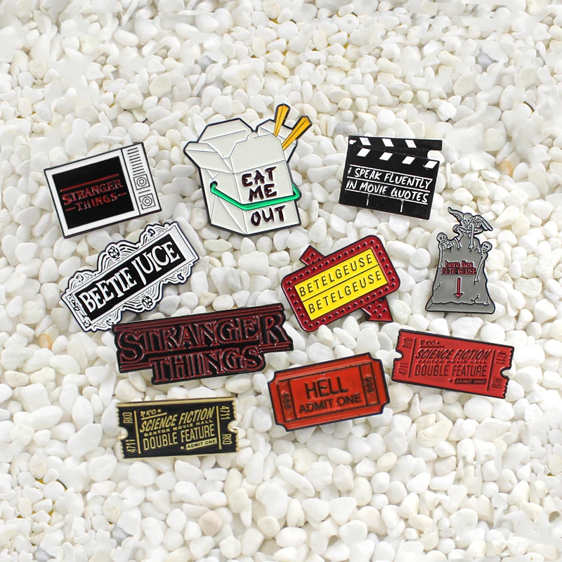 Shooting item record board Billboard slogan Red character TV screen Movie ticket stub Stone monument monster red arrow brooch | Украшения и