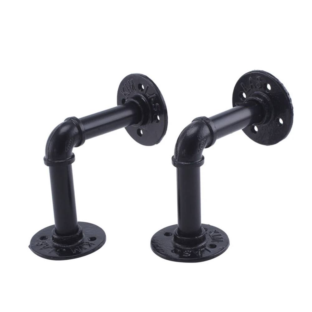2pcs/set Household Home Decor Vintage Wall Mounted Wood Board Rack Iron Pipe Shelf Bracket Flange | Обустройство дома