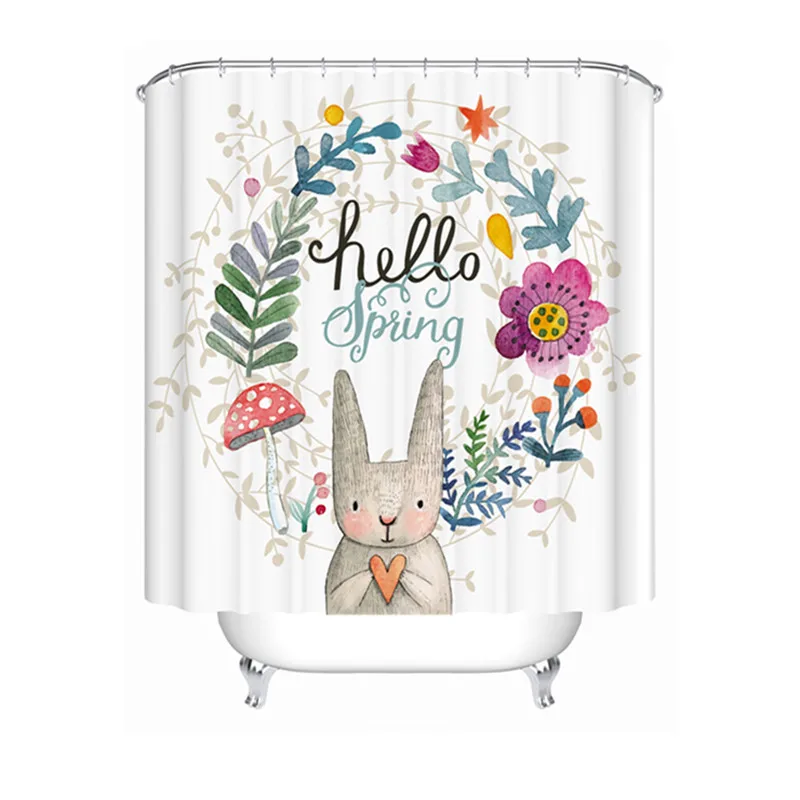 Прямая поставка Hello Rabbit занавеска для душа водонепроницаемая Mildewproof полиэфирная
