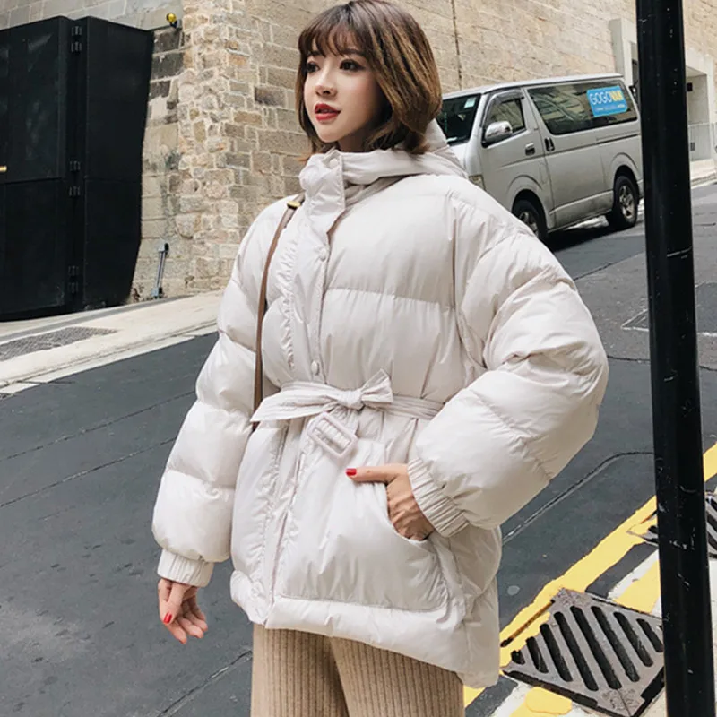 Модная свободная с капюшоном толстая короткая хлопковая стеганая куртка для