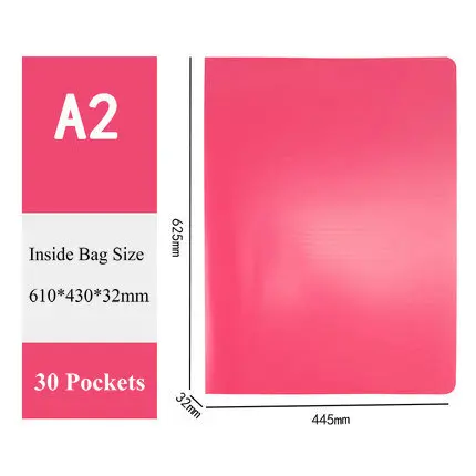 30 Pockets A2 бумажный Органайзер буклет Мульти Карманный мешок для документов рисунки картины дисплей книга - Цвет: 30 Pockets