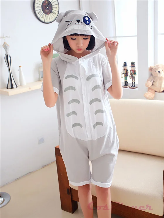 Totoro KIGUCOS, женские летние пижамы, одежда для сна, мультяшный персонаж, для взрослых, весна, хлопок, домашняя одежда, короткий рукав, милые пижамы с животными - Цвет: Totoro